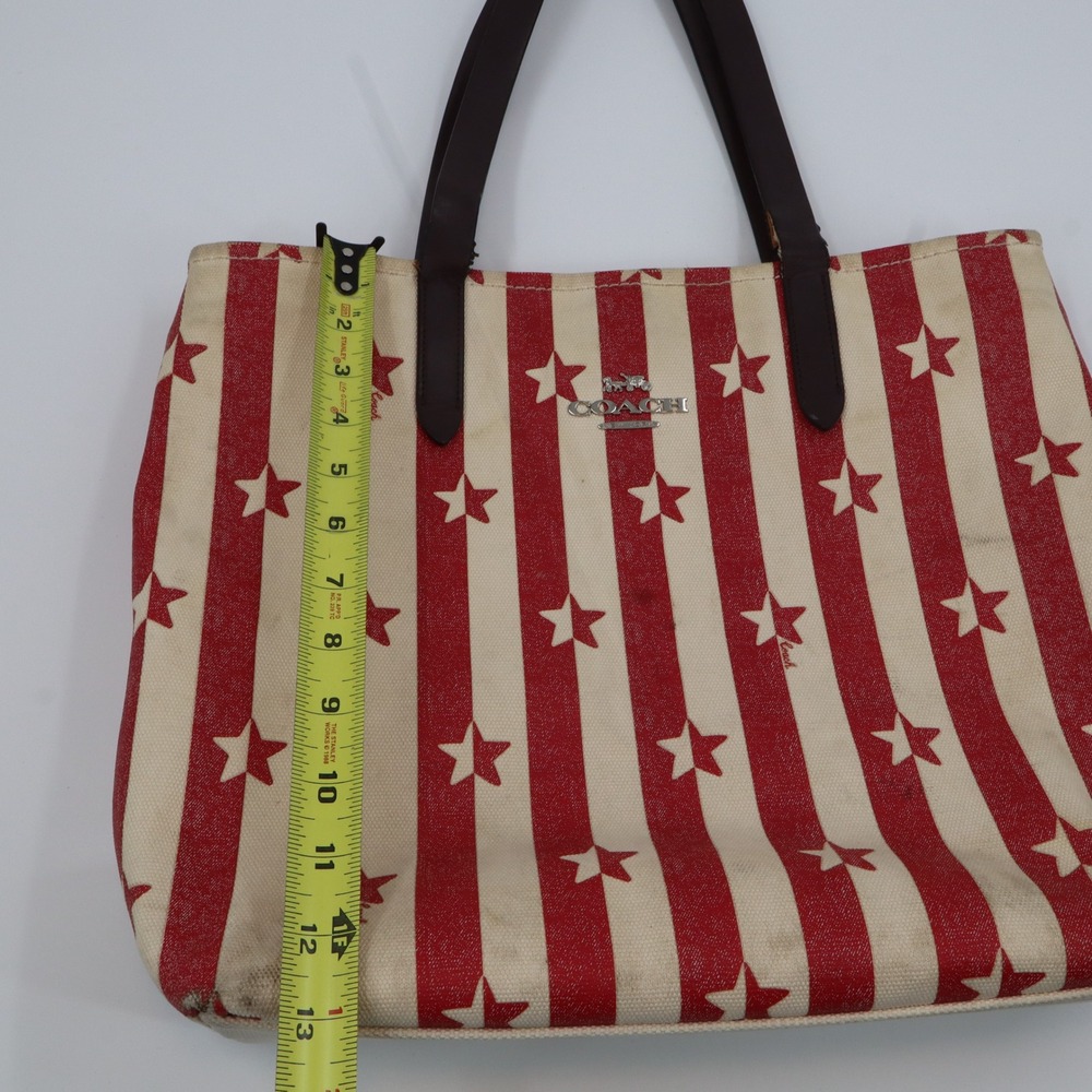 Coach Tote Bag Womens Large Red White Stars Stripes Americana Canvas D2047-1910 - Picture 3 of 15
